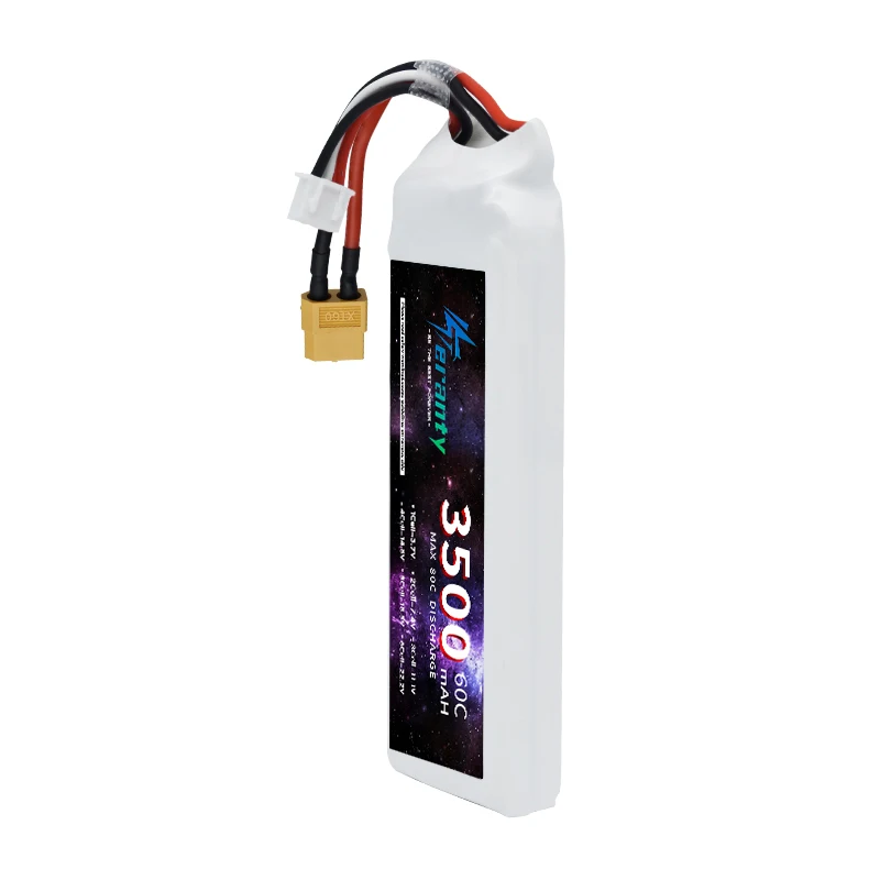 TERANTY 2S 7.4V Lipo Battery 3500mAh 60C With T Plug for RC FPV Airplane Helicopter Drone Tank Model Racing Car Hobby DEANS XT60