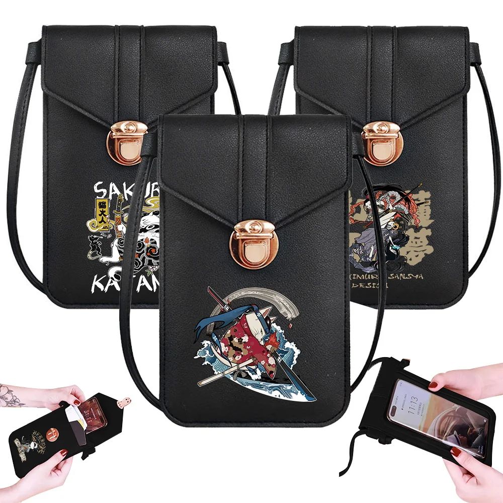 Touch Screen Mobile Phone Pouch Phone Bag Samurai Pattern Large Capacity Messenger Bags Fashion Tote Bags Leisure Crossbody Bags