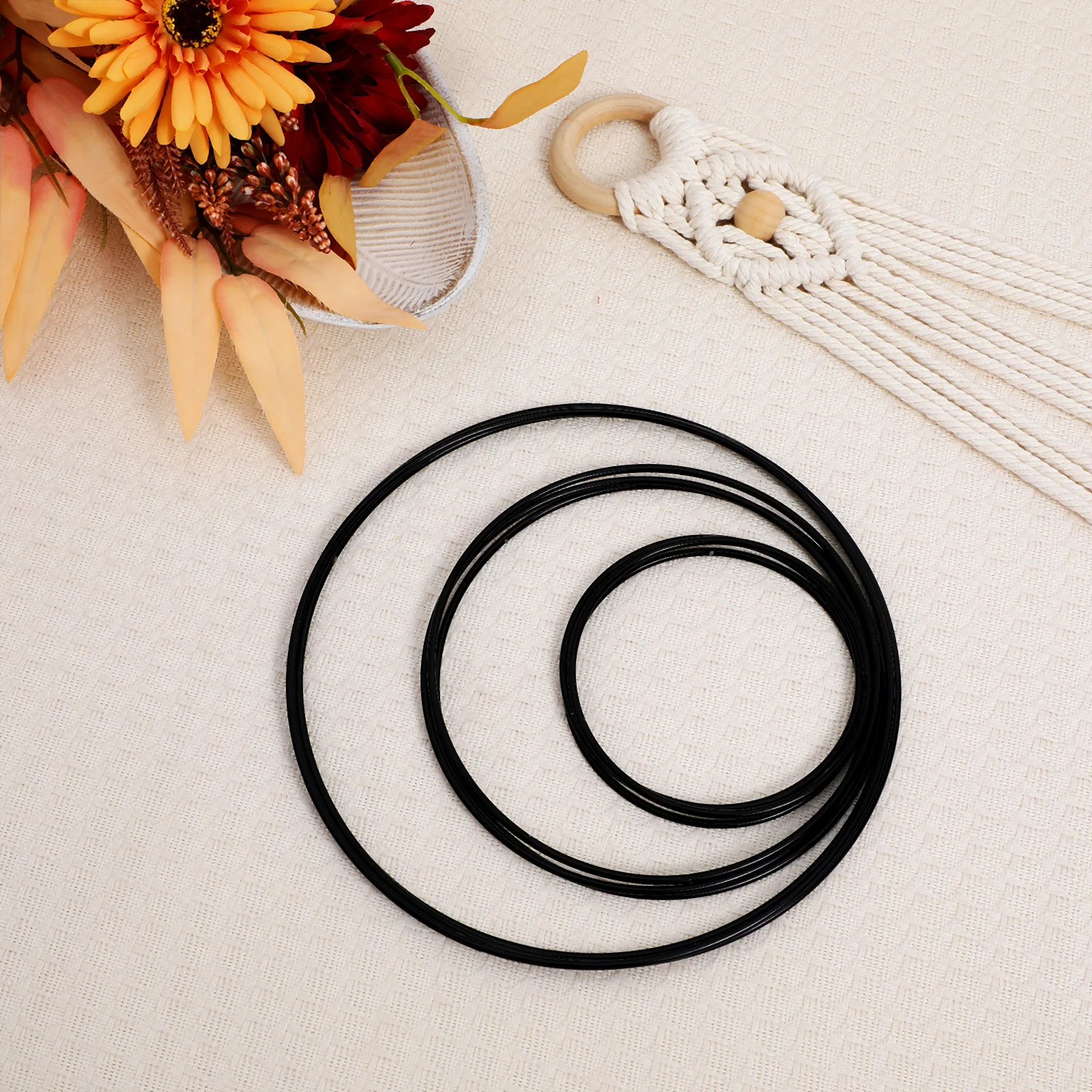 9 قطعة حلقات إكليل معدنية كبيرة الأزهار الأطواق للحرف اليدوية مكرميه Diy بها بنفسك ديكور الزفاف محور هوب أشكال إكليل إطارات #4