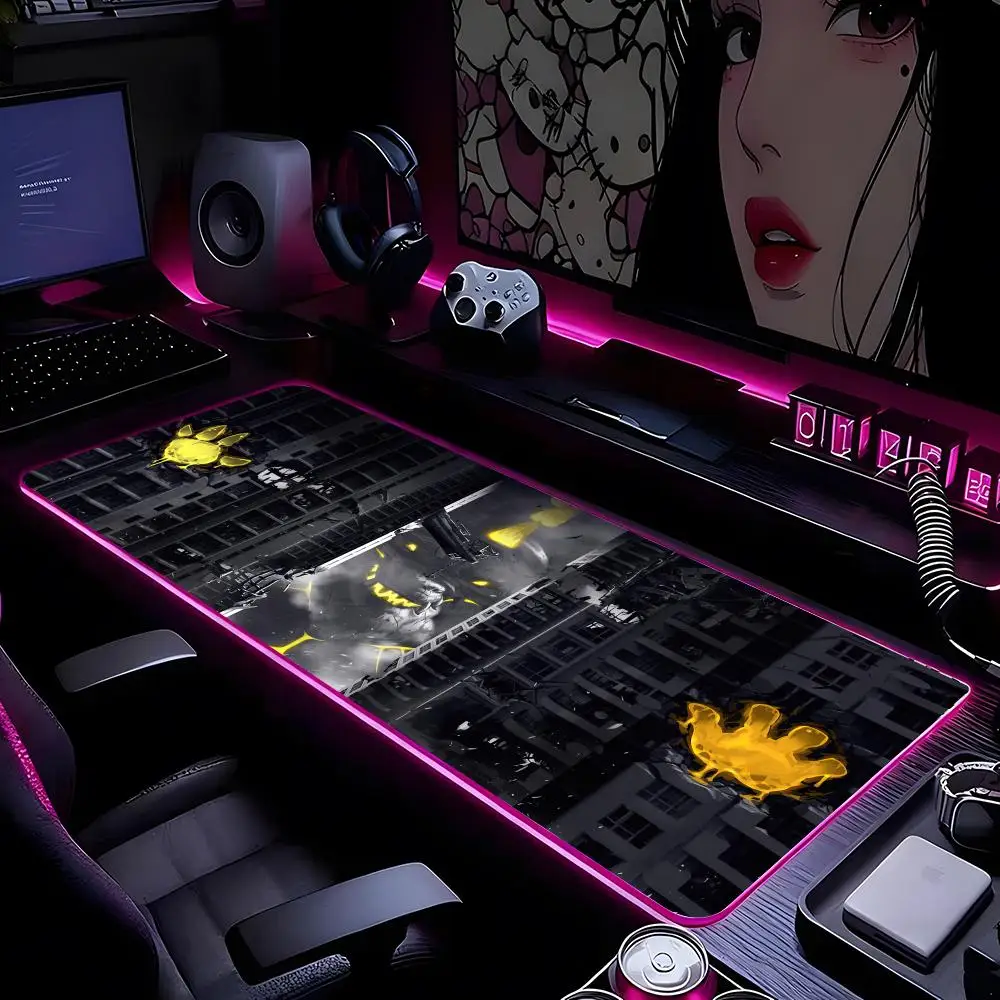 

Японский коврик для мыши Monster G-Godzillas, коврик для мыши с HD-печатью, компьютерные геймеры, запирающийся край, нескользящий коврик для мыши с RGB-подсветкой, XXL90x40 см, клавиатура