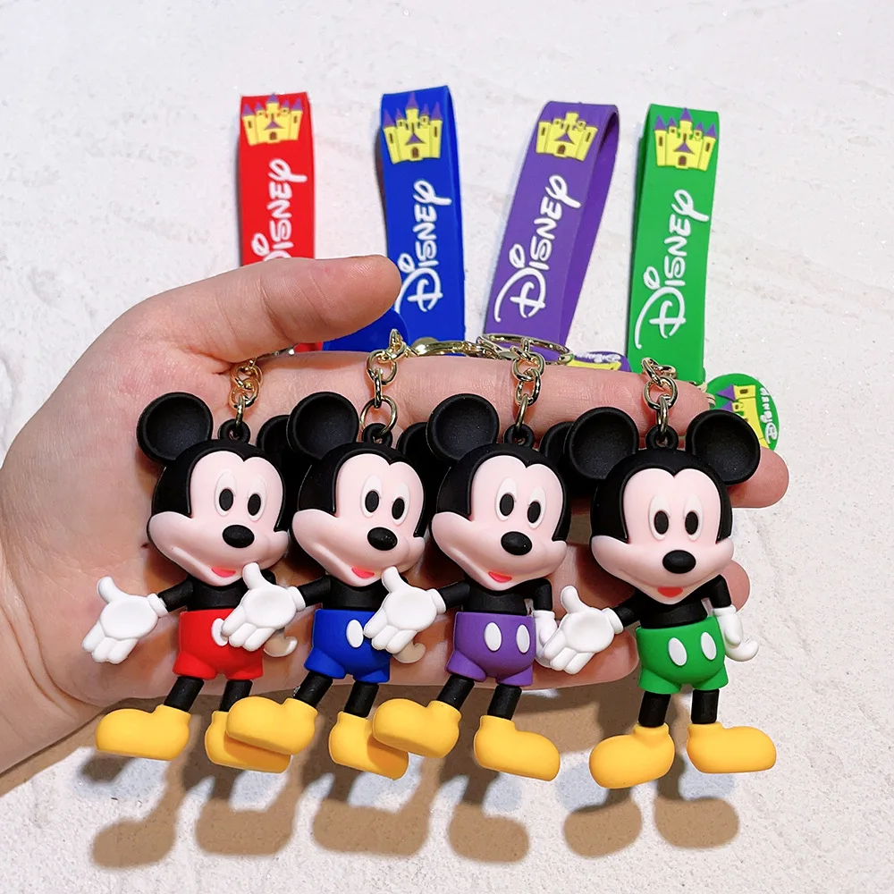 Disney Mickey Keychain Cartoon Stitch Cute Minnie Keyring Anime Student Bag Hanging All-match Car Key Chain Christmas Gifts