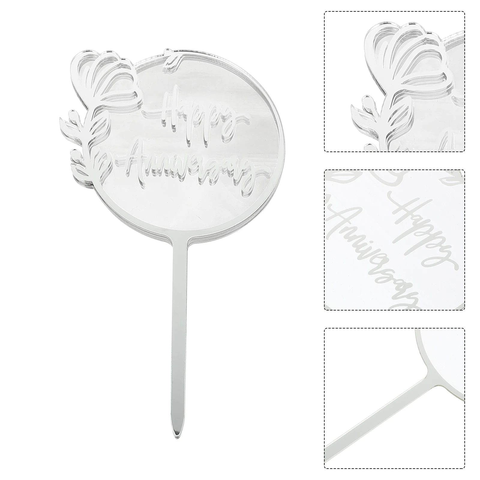 

5pcs Acrylic Cake Insert for Wedding Party Anniversary Celebration Elegant Flower Pattern Dessert nament Sweet Home Decor