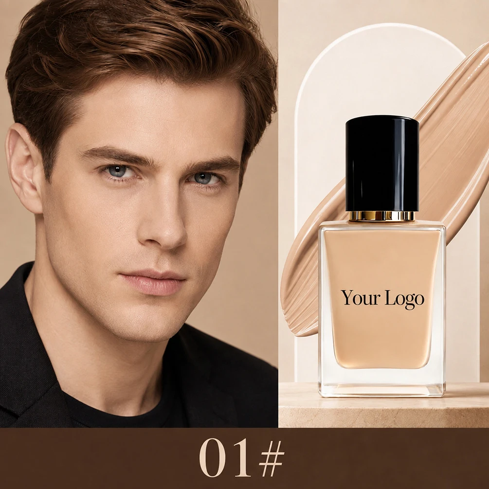 fond-de-teint-homme-6-couleurs-logo-personnalise-vente-en-gros-naturel-Eclaircissant-controle-du-sebum-longue-tenue-couvrance-totale-marque-privee