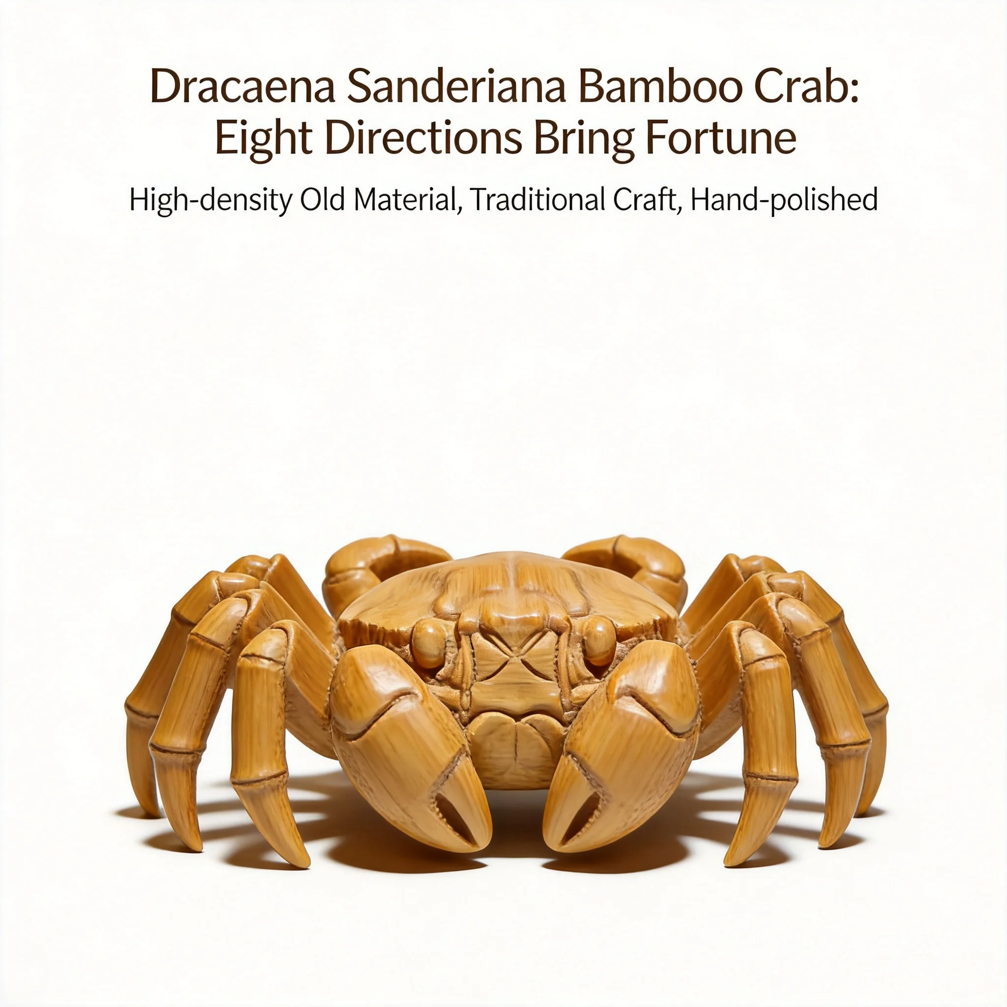 Chinese Style Hand Carved Dragon Blood Golden Silk Bamboo Crab Wealth Attracting Lucky Blessing Palm Play Piece Tea Pet Car Orna