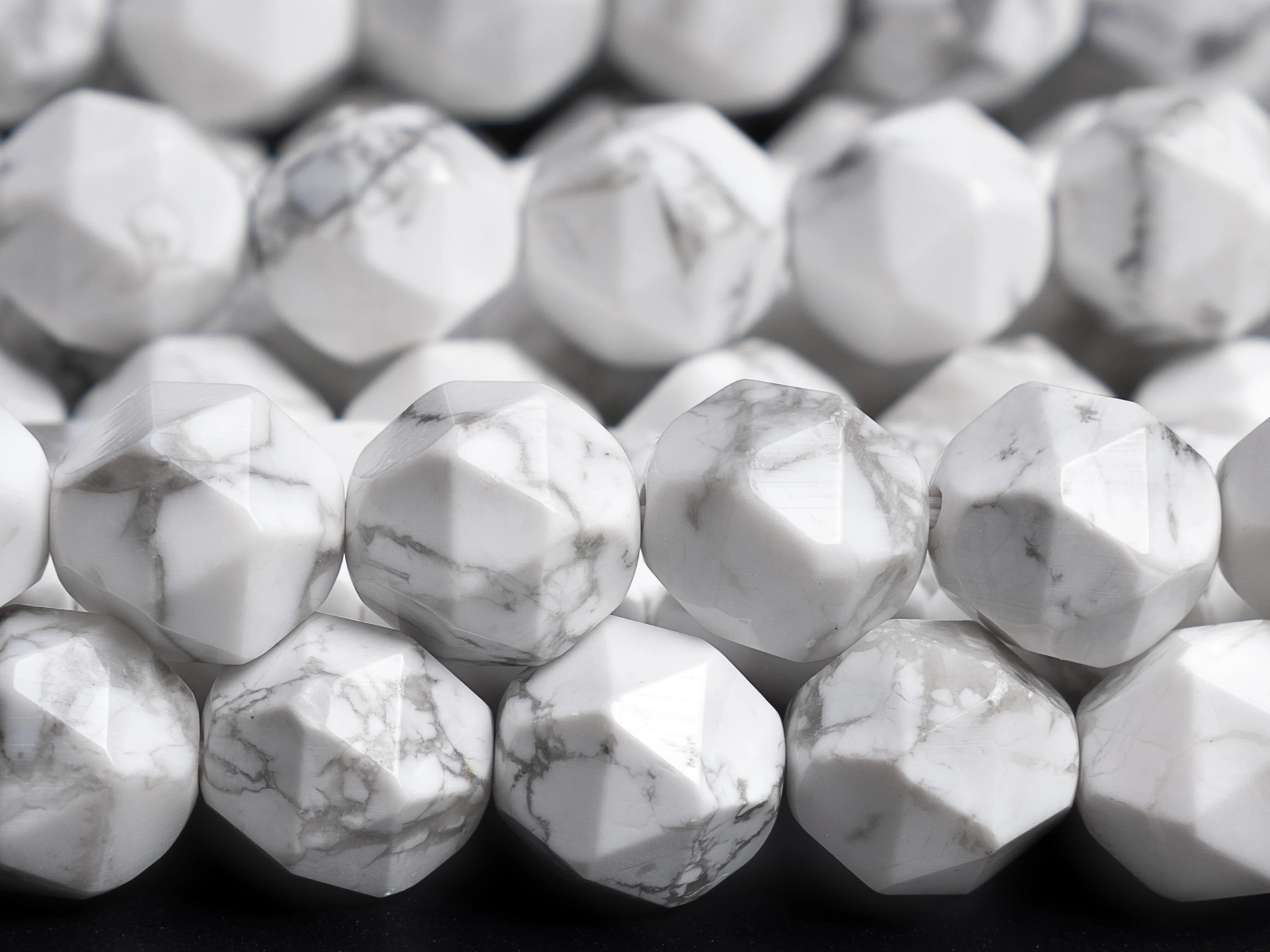 6/8/10MM White Howlite Star Cut Faceted Beads Genuine Natural Gemstone Full Strand Loose Beads 15
