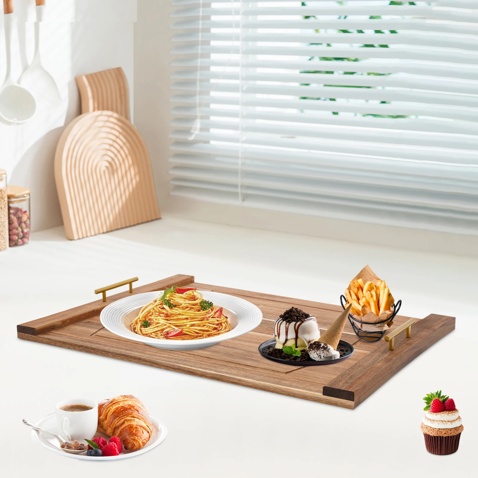 

Stove Top Cover, Wooden Noodle Board with Built-in Handles, 30x22 Inch Rectangular Stovetop Plate, Kitchen Countertop Protector