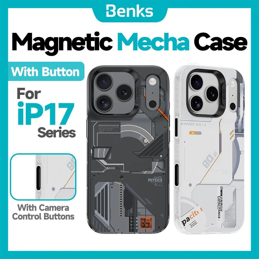 

Чехол для телефона Benks с магнитной перспективой для IPhone 17 Pro Max, мягкая рамка из ТПУ, амортизирующая защитная крышка, противоударный корпус