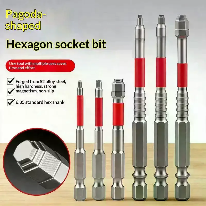 3/6Pcs Strong Magnetic Screwdriver Set 65/100mm Length 6.35mm Hex Shank Electric Bits 1.5mm To 6mm Screwdriver Bit
