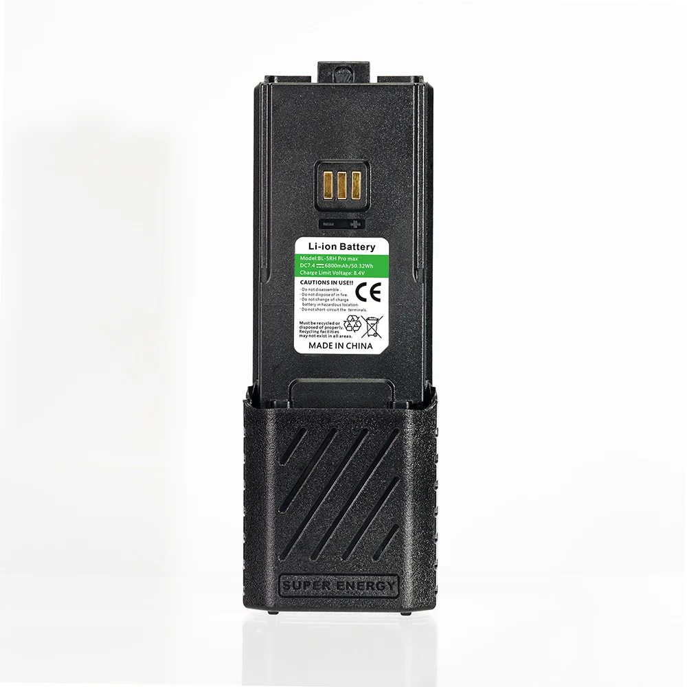 Baofeng UV-5RH Enlarge Long Battery Real 6800mAh Type-C Li-ion Battery for Walkie Talkie UV-5RM AR-5RM GM-5RH BF-K5Plus Radios