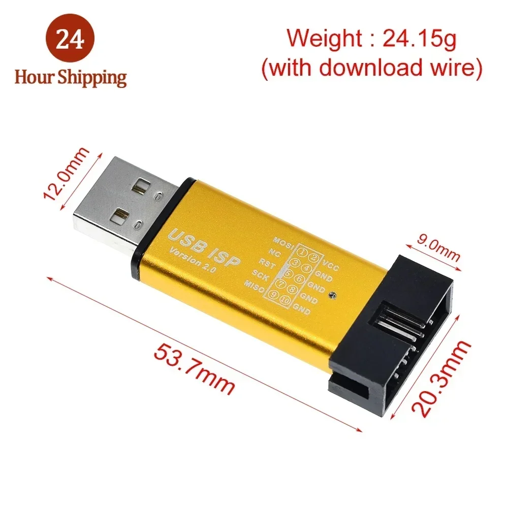 USBASP USBISP ISP Programmer Downloader for Arduino 51 ATMEL AVR Support 64 Bit Win7 & 32Bit Win98 WinMe Win2000 WinXP Win Vista