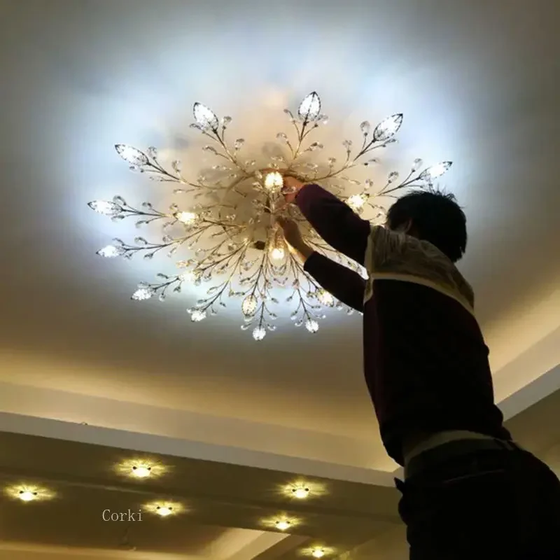الحديثة LED كريستال الثريا ضوء السقف غرفة المعيشة غرفة نوم المطبخ مصابيح معلقة منزل ديكور داخلي تركيبات الإضاءة المنزلية