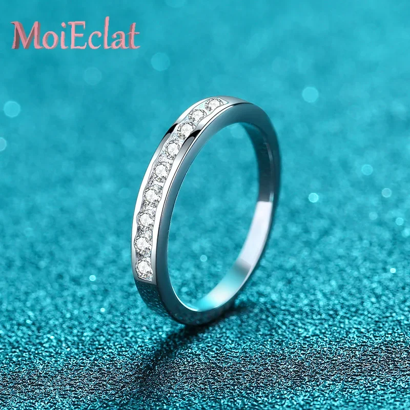 

Fashion One Row Diamond Platinum Pt950 Rings for Women with 0.27ct Moissanite, Sparkle Fine Jewelry Charm Ring Gift for Ladies