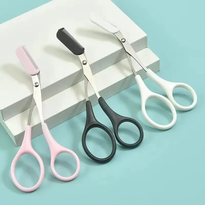 1/3pcs Eyebrow trimming scissors, built-in comb - made of stainless steel material, precise grooming tool, perfect eyebrows