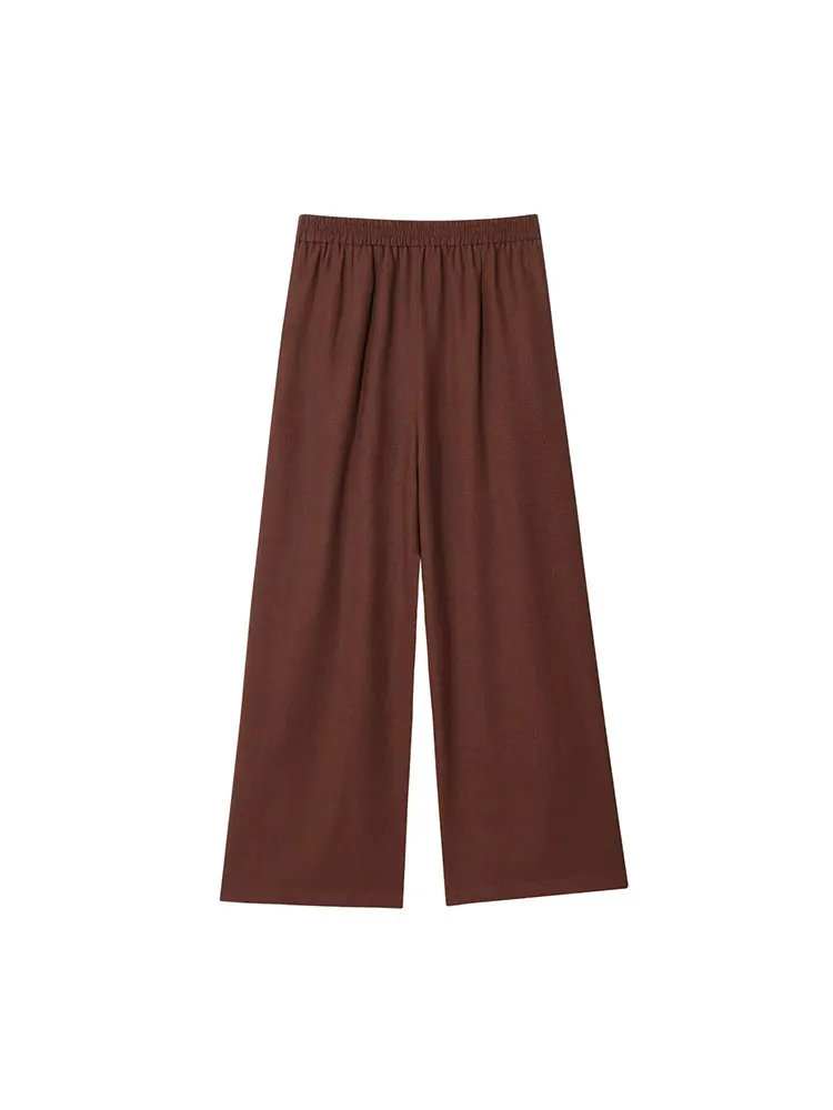 NLZGMSJ Abito da donna solido casual vintage monopetto colletto rovesciato camicetta pantaloni dritti larghi nuovi set di moda