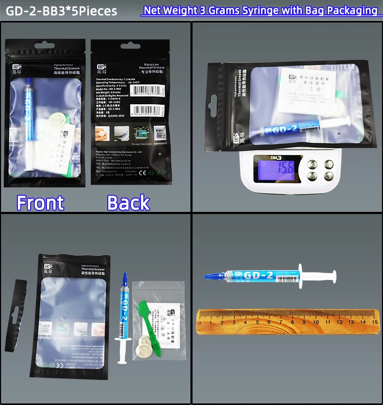 GD-2 Wärmeleitpaste Wärmeleitfett Nettogewicht 1/3/4/7/15/30 Gramm Graupaste Gips Kühlkörperverbindung für CPU GPU SY – Detail 12