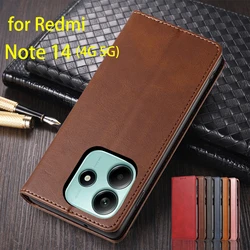 Leather Case for Xiaomi Redmi Note 14 5G /Note 14 4G Global EUR 164mm Magnetic Attraction Cover Wallet Flip Case Fundas Coque