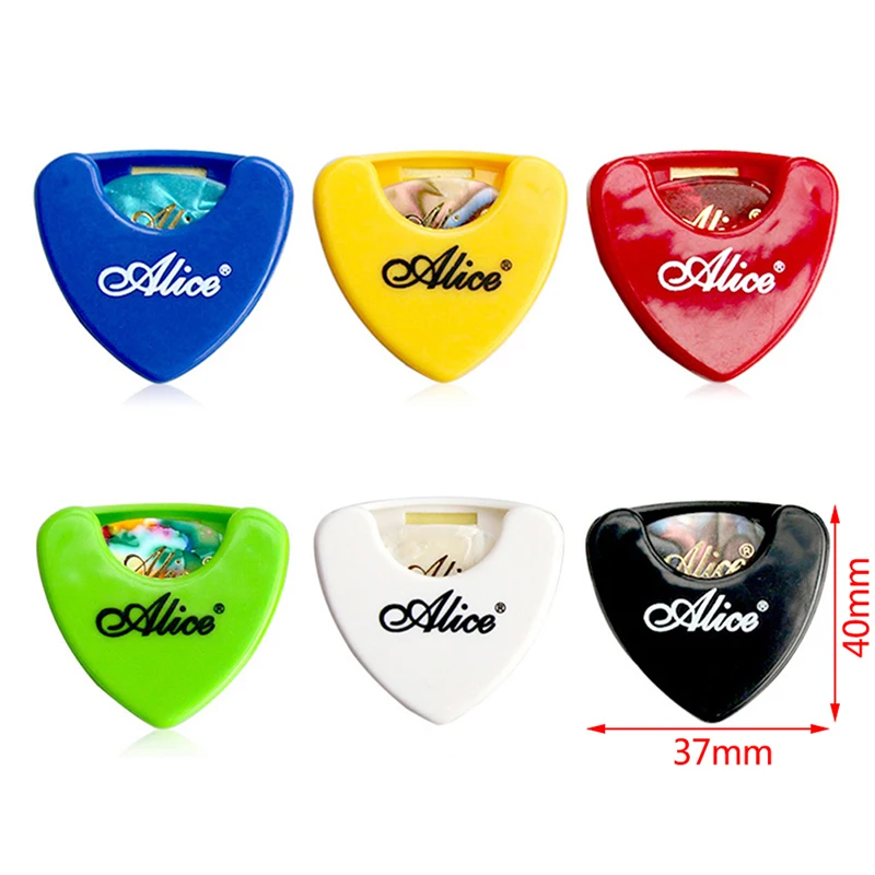 1PC Guitar Pick Holder Plastic Plectrum Case Mediator Quick Storage Self Adhesive Triangle Shape 37x40mm Random Color