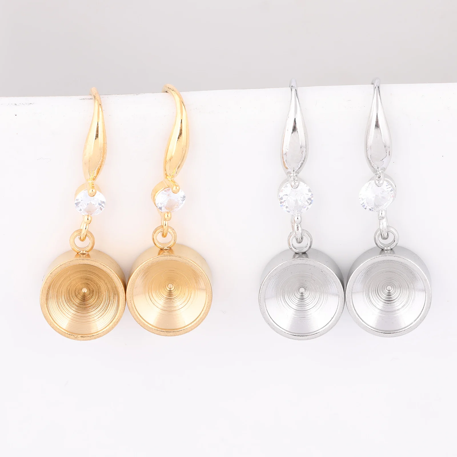 6pcs Stainless Steel Earring Bezel Setting Blanks For Ss39 Crystal Stones Diy Zircon Stone Earrings Hooks Findings