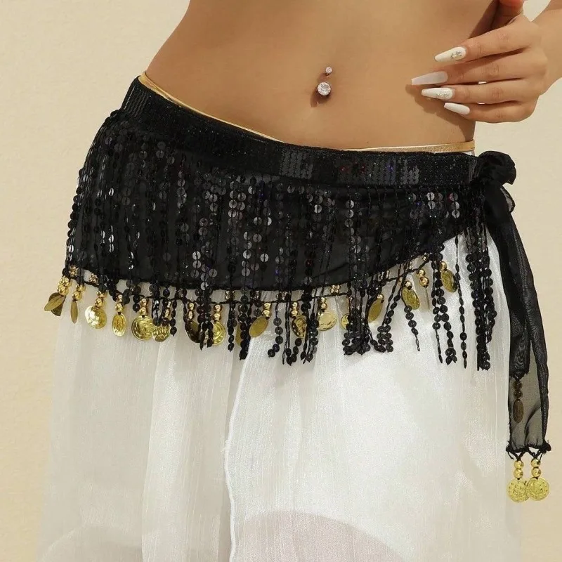 Customized Belly Dance Belt Waist Chain Indian Dance Hip Scarf Bohemian Sequin Jazz Fringe Street Trendy Brand Fart Curtain