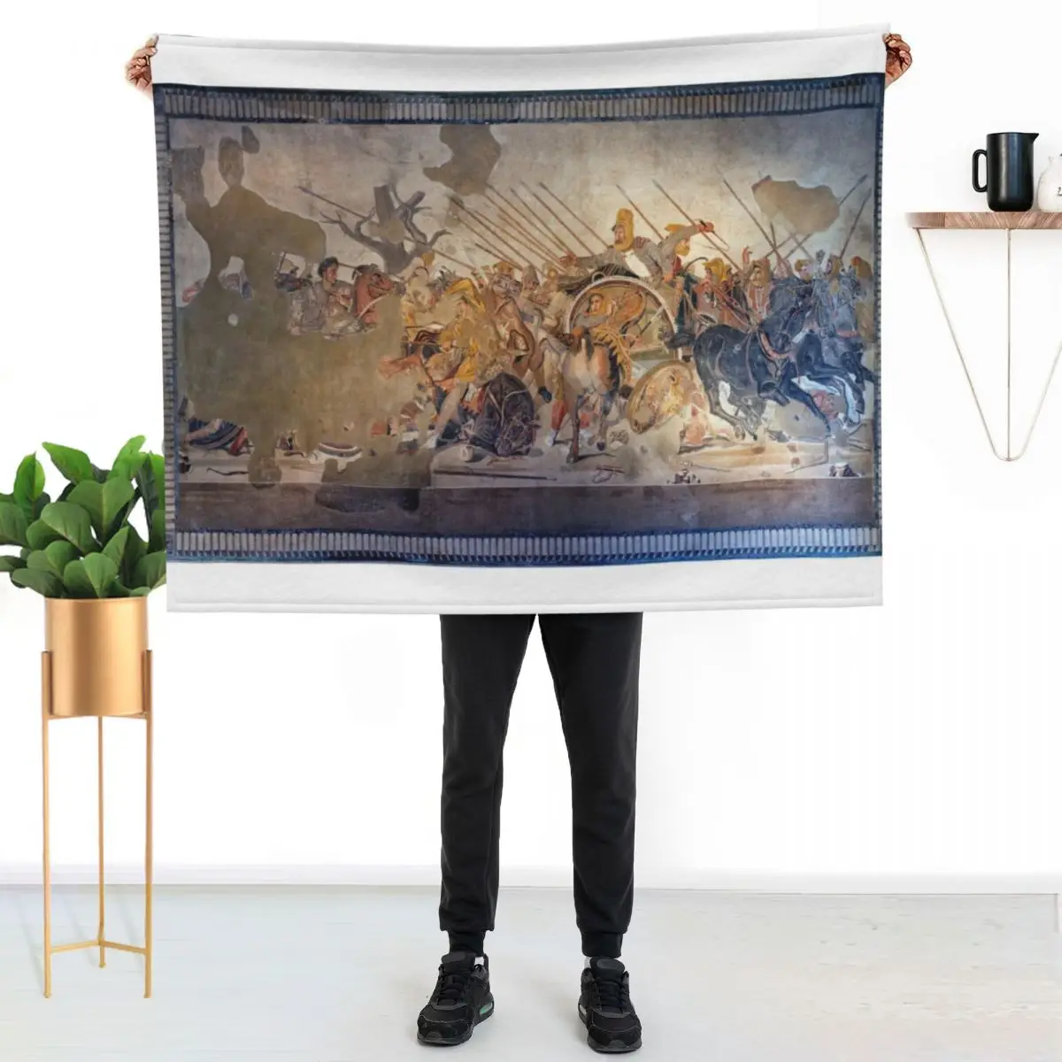 

Battle of Alexander the Great and Darius III mosaic Throw Blanket Faux Fur Soft Warm Blanket for Bed