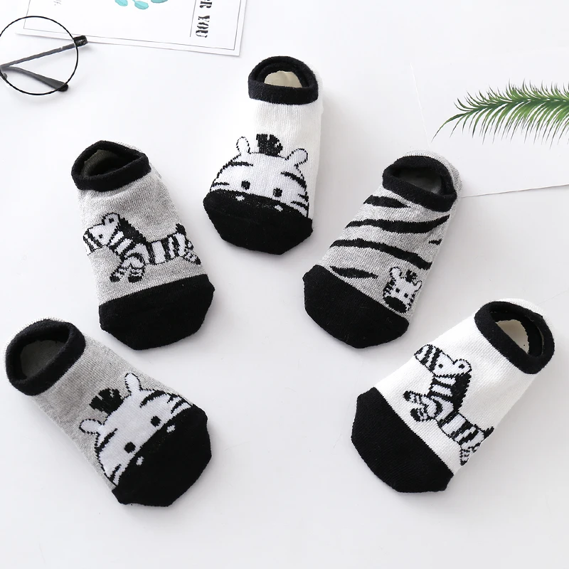 Children's Sock Cotton Thin Cartoon Small Donkey Ship Socks Boy Baby Socks Short Cute Animal Print Sock 5pair