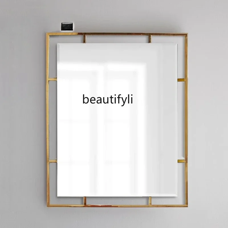 

Stainless steel bathroom mirror, gold bathroom wall hanging, washing, dressing, bathroom mirror square R
