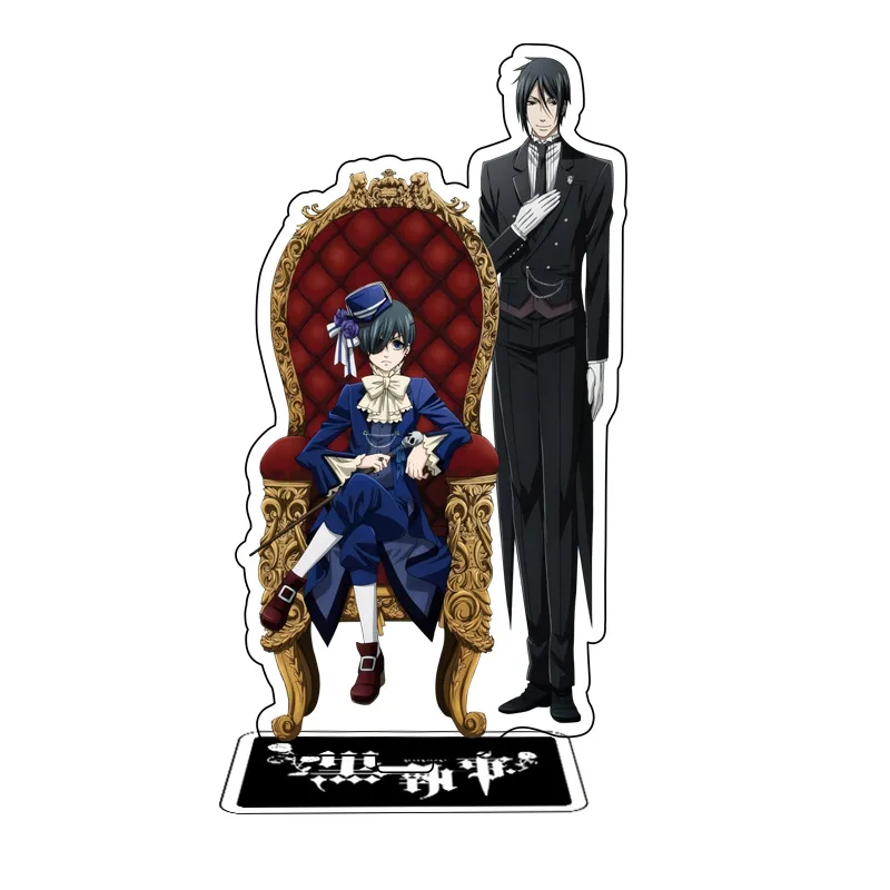 Anime Black Butler Keychain Cartoon Cosplay Acrylic Desk Stand Sebastian Michaelis Ciel Figure Desktop Decor Collection For Kids