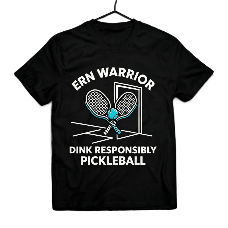 Pickleball T-Shirt Ern Warrior Dink Responsibly Funny Vintage Retro Graphic Tee for Men Women Players Casual Streetwear Gift