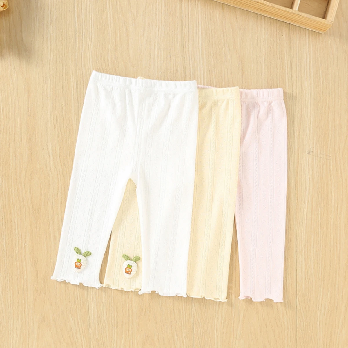 2026 New Summer 1-3Y Childrens Pants Vertical Jacquard Textu