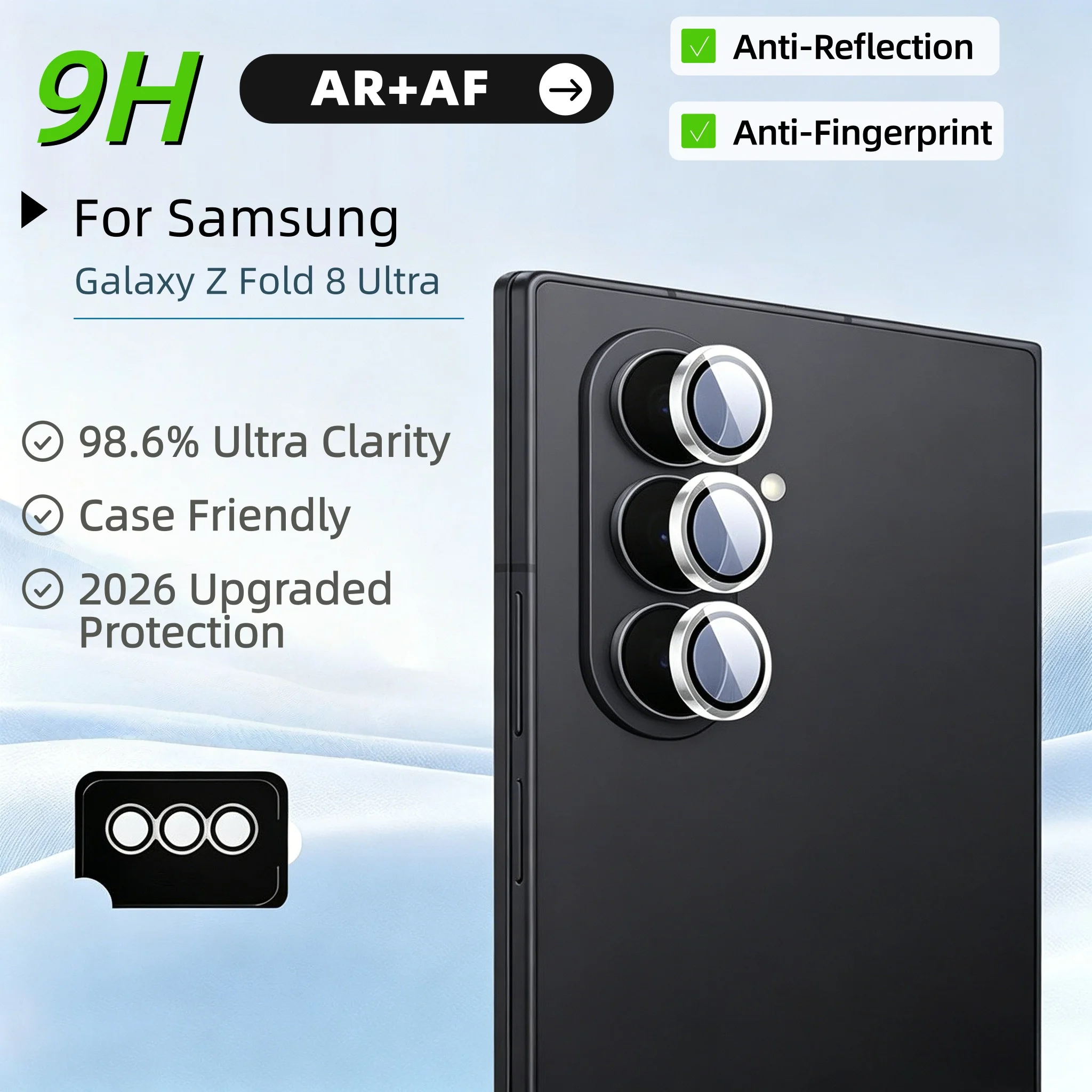 1-3 Pack Sliver Metal Aluminum Circle Camera Protector for Samsung Galaxy Z Fold 8 Ultra 7 6 5 9H Hardness Lens Tempered Glass