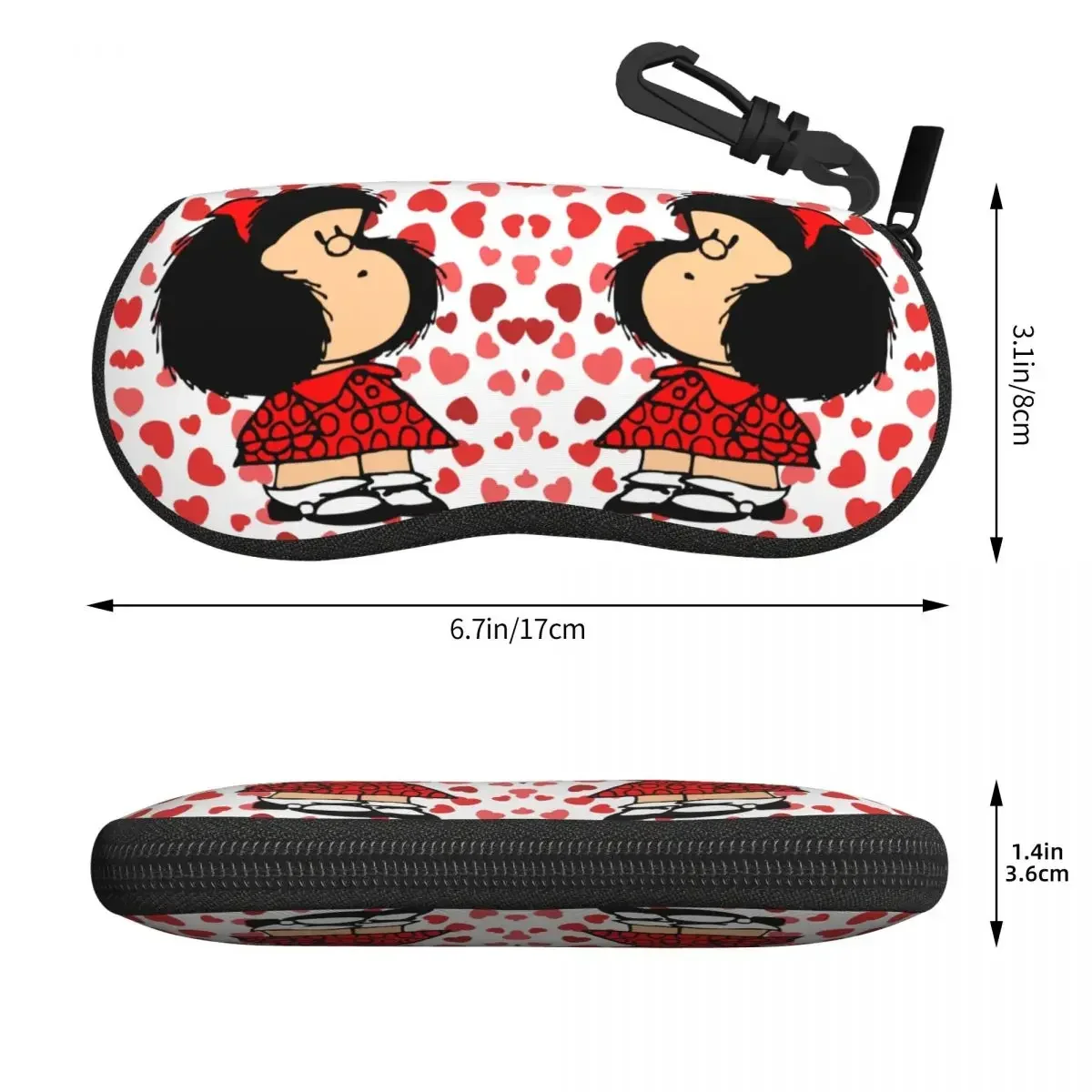 Custom Mafalda Power With A Surprised Face Sunglasses Case Neoprene Zipper Quino Kawaii Cartoon Eyeglass Case Protective Box