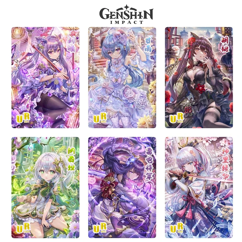 DIY Genshin Impact 18PCS/SET Hu Tao Ganyu Shenhe Anime character Collection card UR series flash card Cartoon toy Christmas gift