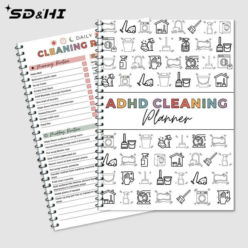 ADHD Cleaning Planner Bundle – Includes Home Cleaning Schedule, Weekly, Monthly, Year-Round Cleanliness Tips, Family Chore Chart