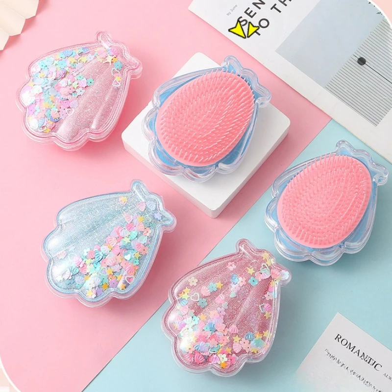 Shell Fan-shaped Handheld Airbag Hair Brush Anti-static Comb Multifunctional Practical Plastic Hair Brushes & Combs Styling Tool