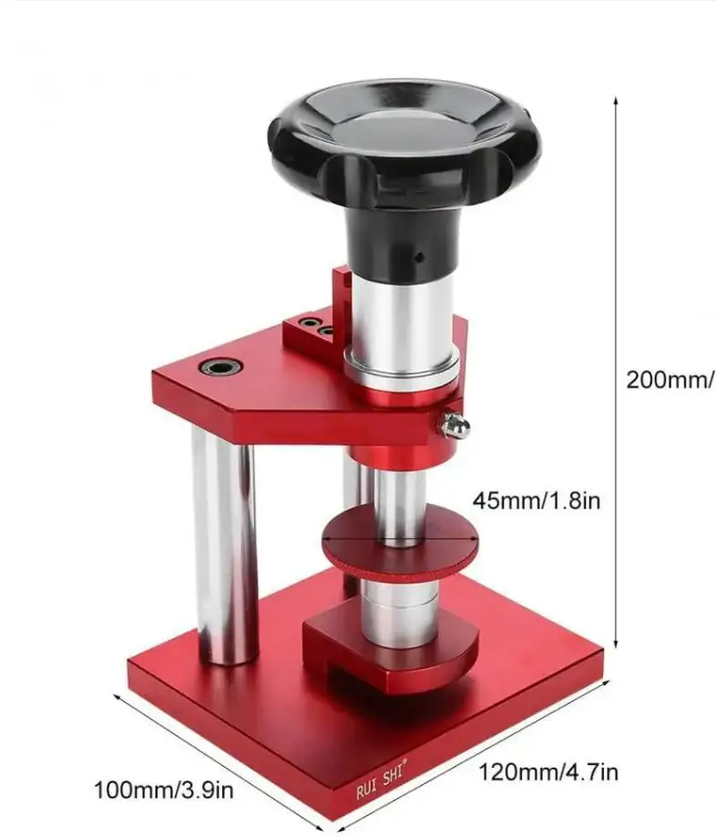 Herramienta de prensa de cubierta trasera de reloj, bisel de cristal preciso, tipo tornillo, 20 troqueles, herramienta de reparación de prensado para relojero