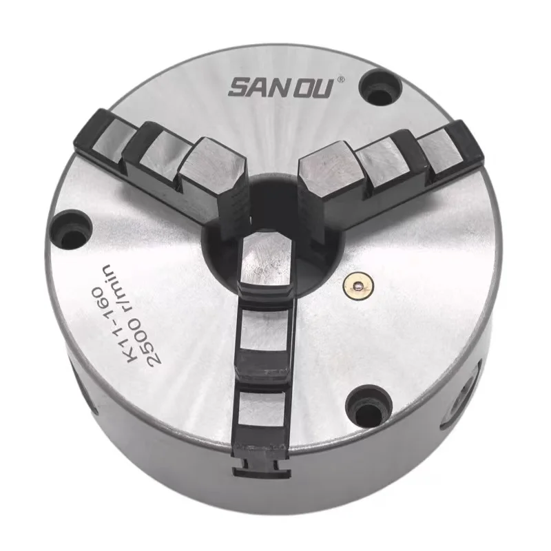 3 Jaw Chuck 160mm Front Mount 3 Hole SANOU Metal Lathe Chuck Self-centering Chuck Manual Type For Bench Lathe