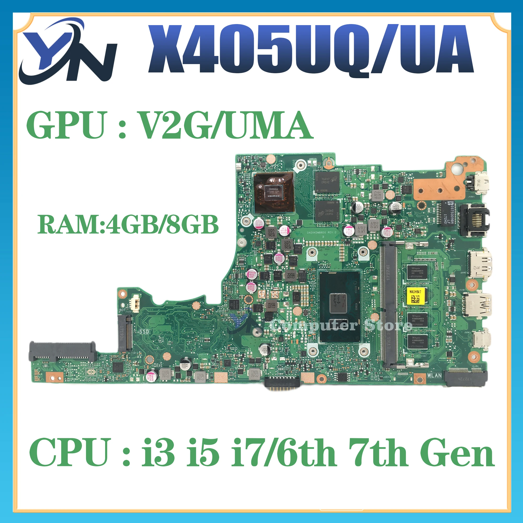 

X405UQ Mainboard For ASUS S4100U X405UA X405URP X405UR X405UB A405U V405U S405U K405U F405U Laptop Motherboard I3 I5 I7 4GB/8GB