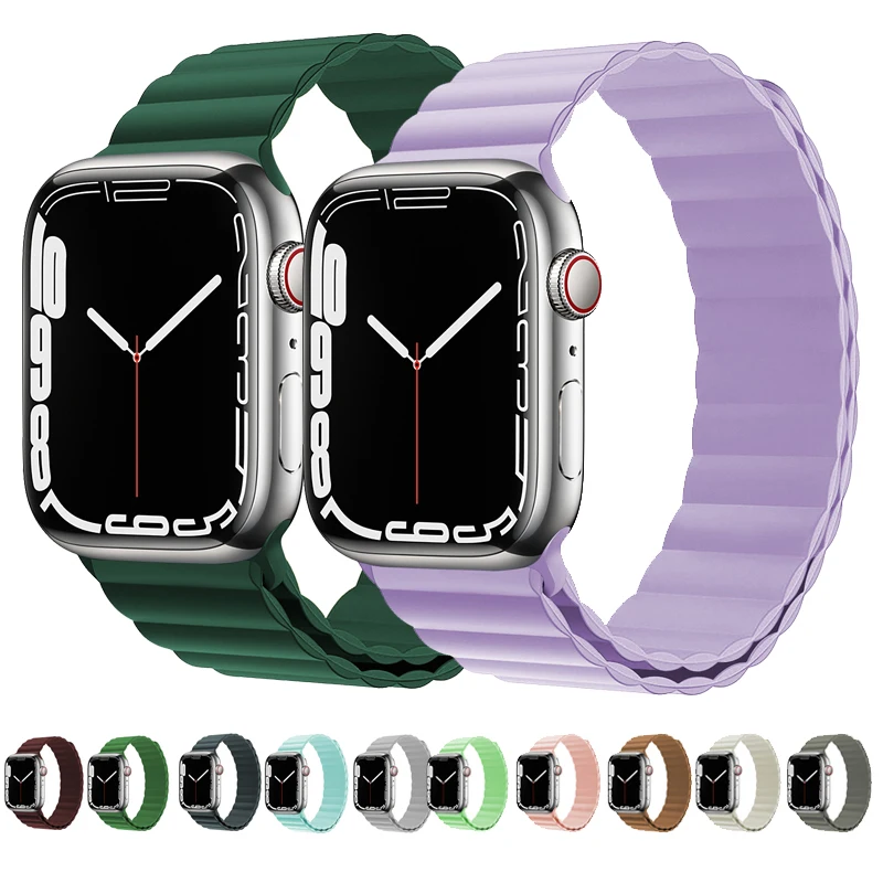 Magnetic strap For Apple watch band 44mm 45mm 40mm 41mm 49mm 42mm Silicone Bracelet correa iWatch series 7 3 5 6 SE 8 ultra 2 9