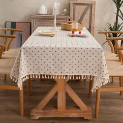 Retro Small Flowers Rectangle Tablecloths Tassel Polyester Cotton Printed Table Covers for Living Room Kitchen Dining Decoration