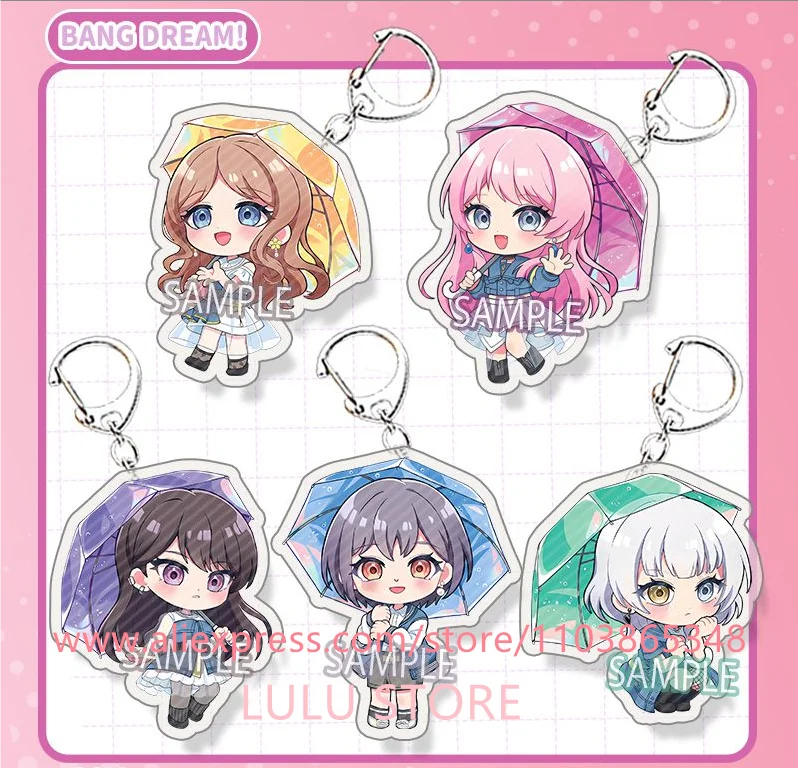 Anime BanG Dream Keychain Keychain Kasumi Ran Mitake Cute Figure Acrylic Key Ring Holder Game Gift School Bag Charm Pendant