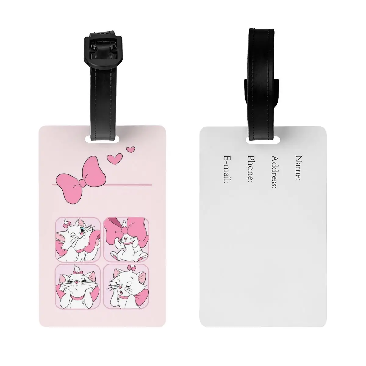 Pink Marie Cat Cute Luggage Tag Suitcase PVC Travel Accessories Holder Baggage Tag ID Address Baggage Name Tags Gifts