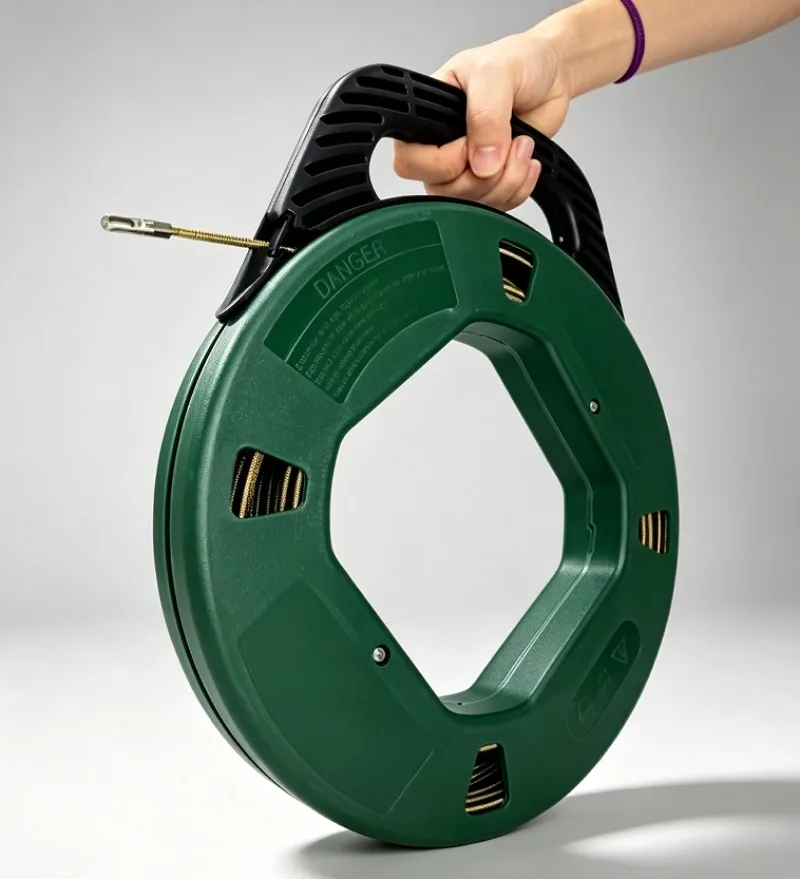 4mm 30m Steel Fish Tape with Storage Case, Push-Pull Wire Puller for Conduit Cable Running
