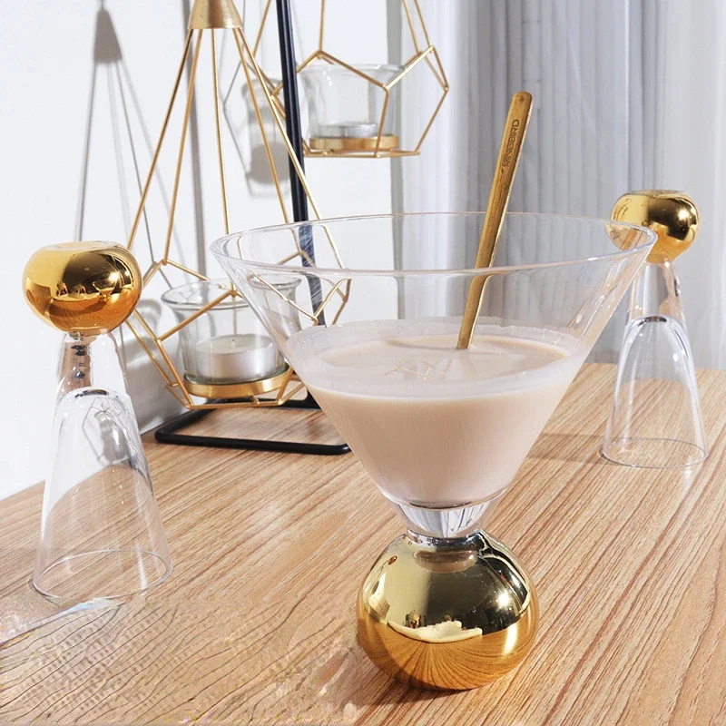 

Golden Ball Cocktail Glass Transparent Elegant Champagne Light Luxury Versatile Goblet Round Base Liquor Whisky Tumbler Bottle