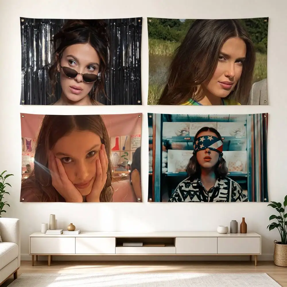 M-Millie Bobby Brown Retro Movie Star  Flag Suitable For Party Club Outdoor Interior Wall Decoration Banner Fans Gift
