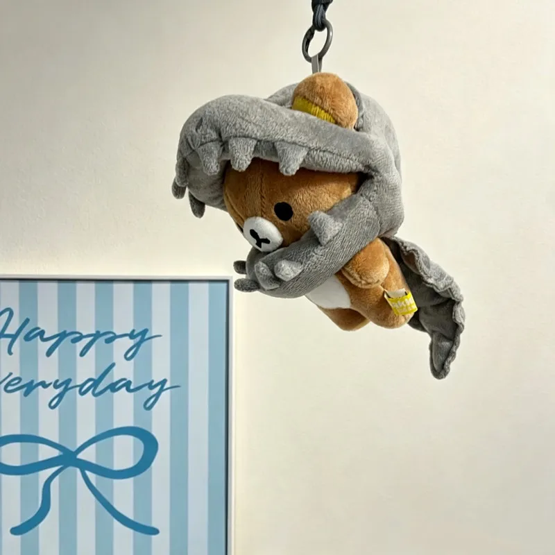 Selumb Rilakkuma Plush Pendant Dinosaur Skeleton Costume Bear Stuffed Keychain Bag Hanging Decor Accessory For Adults