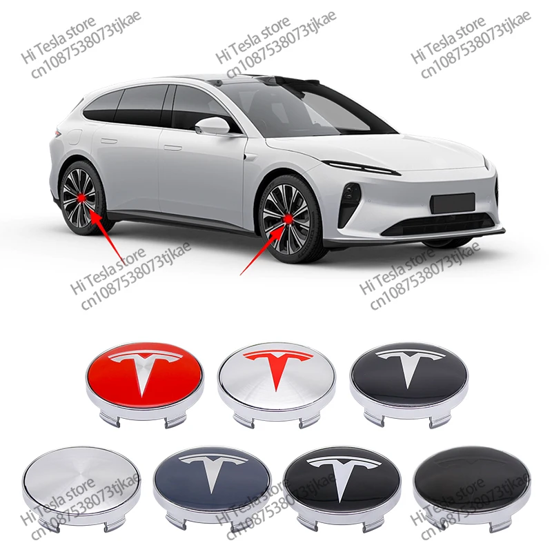 60mm  4pcs/set tesla Car Wheel Center Hub Cap Cover Emblems Sticker Auto  Logo car styling accessories for Tesla Model 3 Y S X