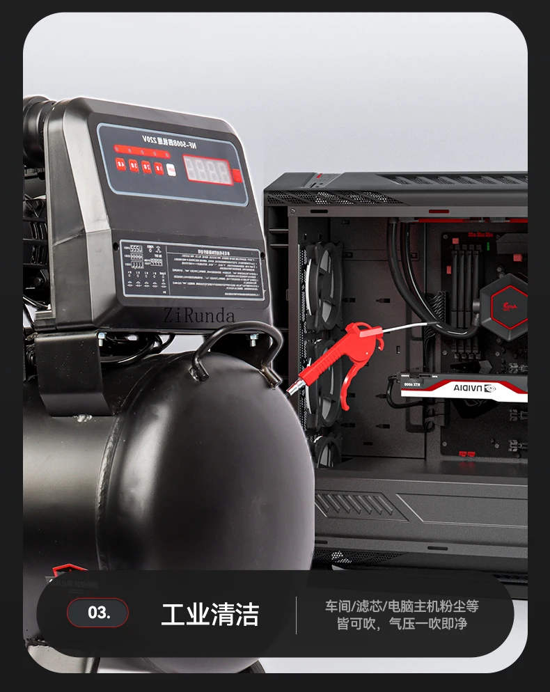 Grande compressor de ar 220v, bomba industrial silenciosa sem óleo 380v