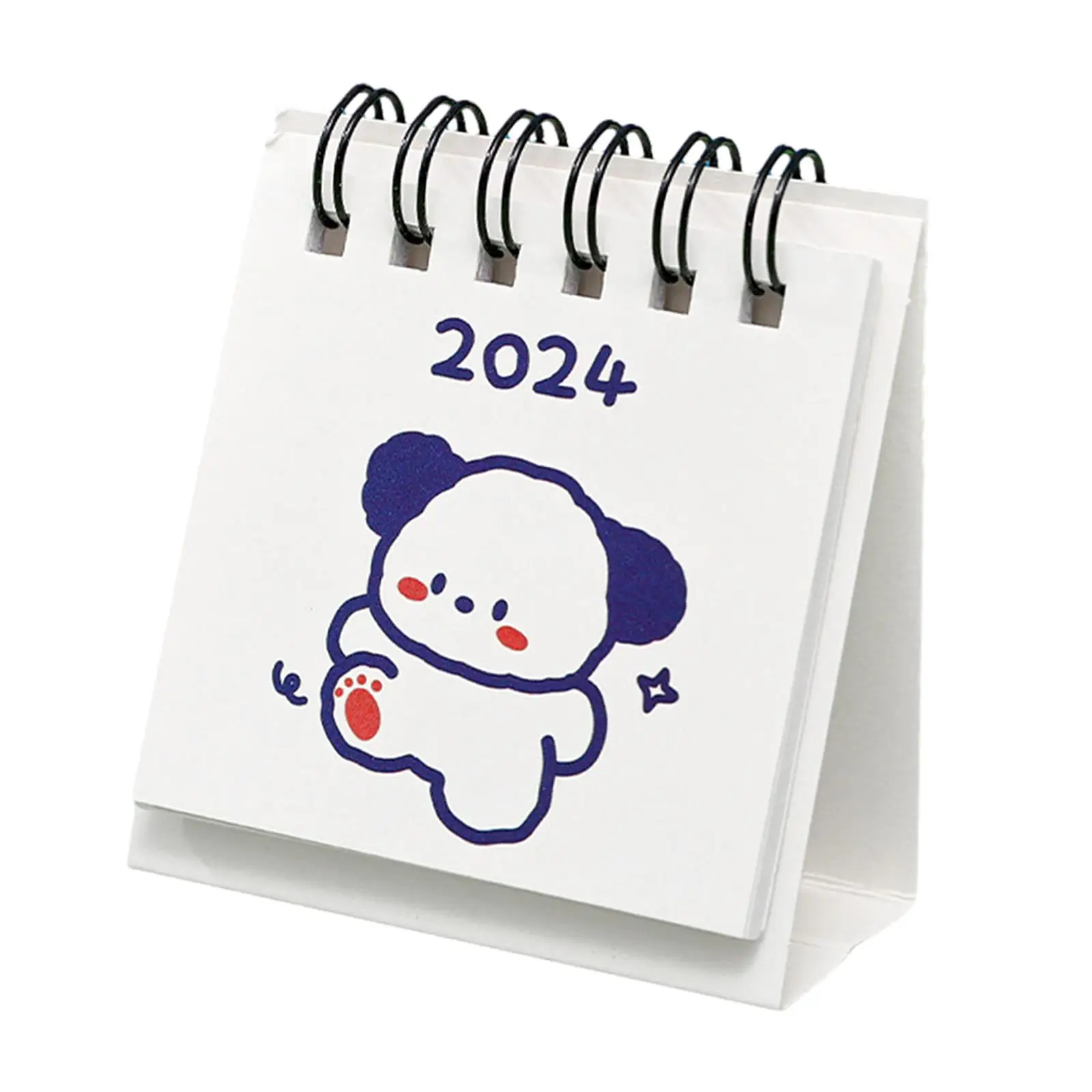 Modern 2024 Mini Desk Calendar Thick Paper Twin Wire Flip Calendar Desktop Organizer for Workspace and Study