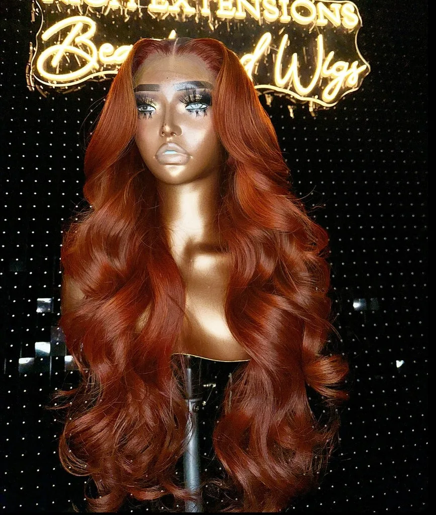 Reddish Brown Lace Front Human Hair Wigs Body Wave 13x6 HD Lace Frontal Wig Preplucked Dark Red Brown 13x4 Lace Front Wig OnSale