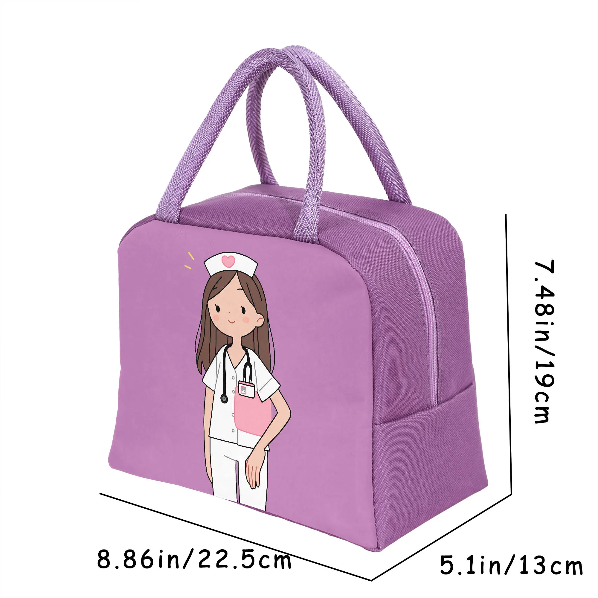 Cute Nurse Print Lunch Bag - Available in Multiple Colors, Lightweight and Warm, Perfect for Work and Going Out